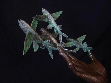 Flying fish in hand Flying fish in hand