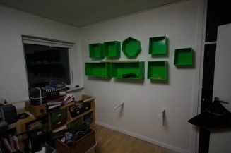 Shelves hung Shelves hung